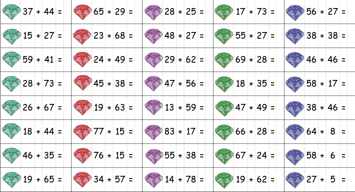 Wonderbaar Drakenschat somkaartjes plus en min tot 100 met overschrijding YP-74